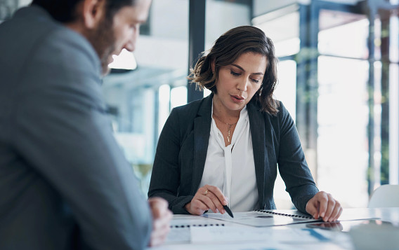 woman reviewing document