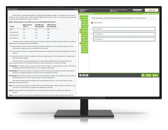 computer monitor with CFA exam preview