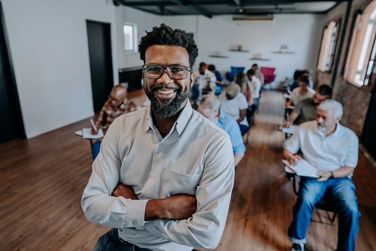 Professor in classroom