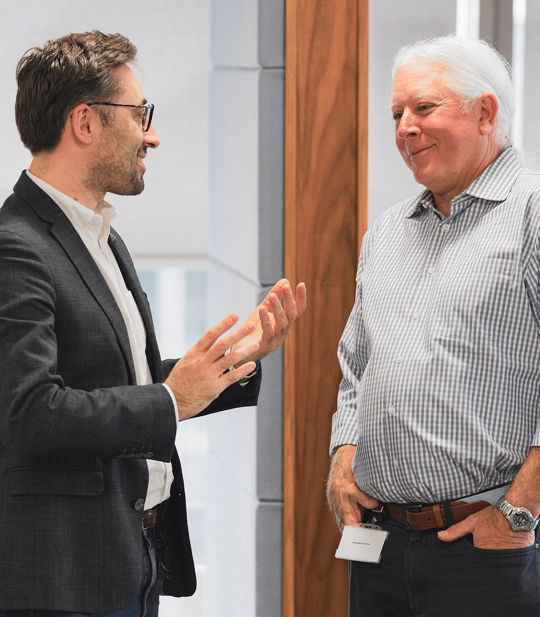 Two colleagues talking in the office